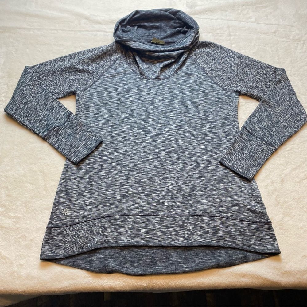 Athleta Gray Space Dye Tranquility Cowl Neck Top